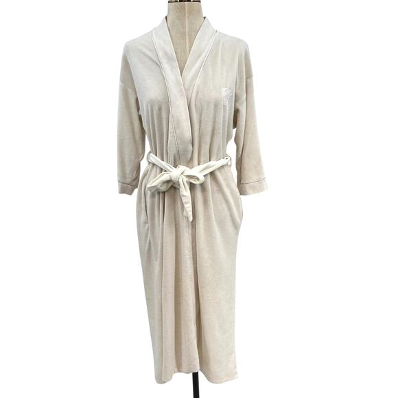 Christian Dior Vintage Robe Super Soft Velvet Monogram Logo Cream Ivory Small - Picture 1 of 16